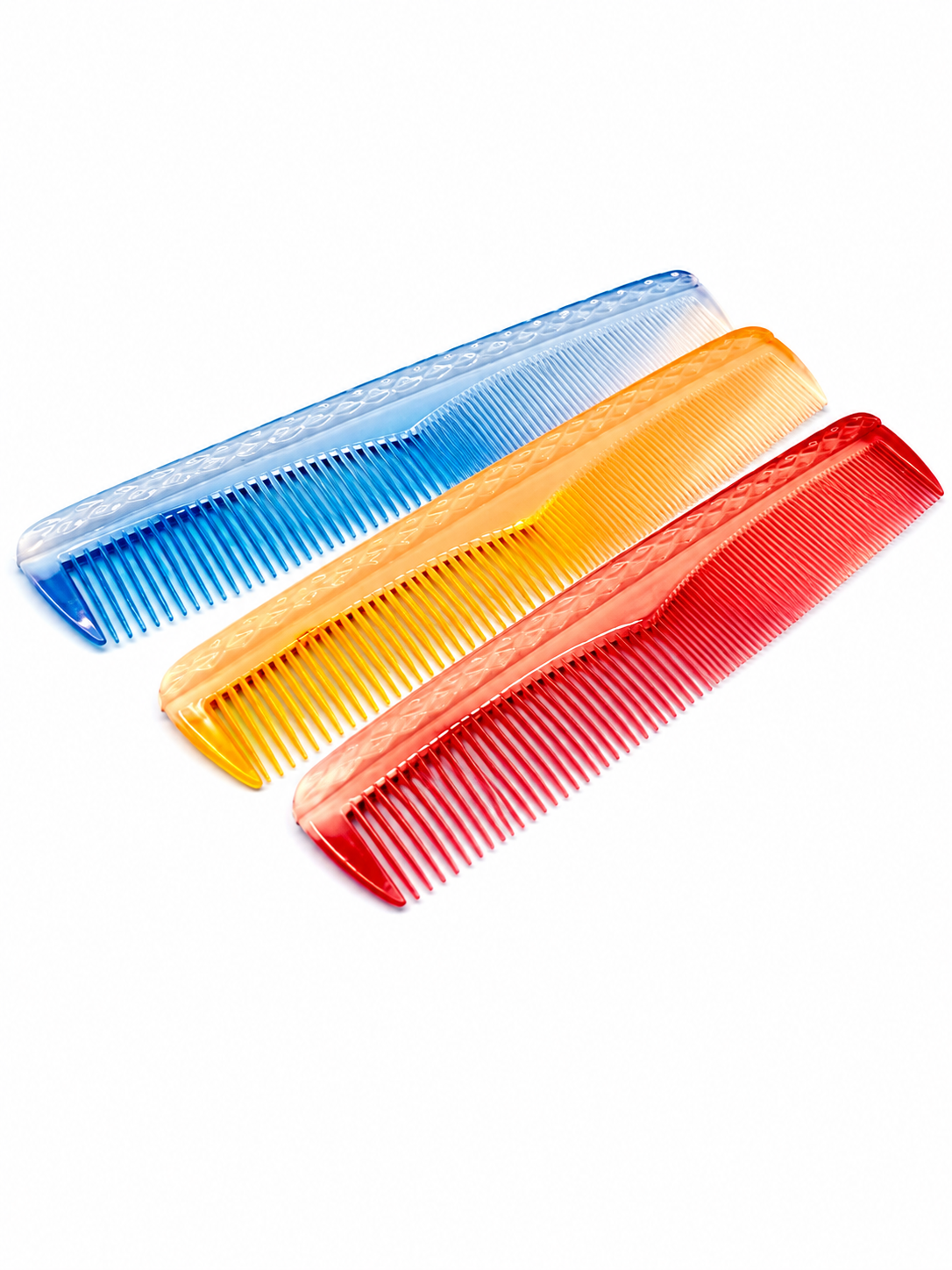 Vibrant Wave Trio Plastic Hair Comb Set - Durable & Stylish