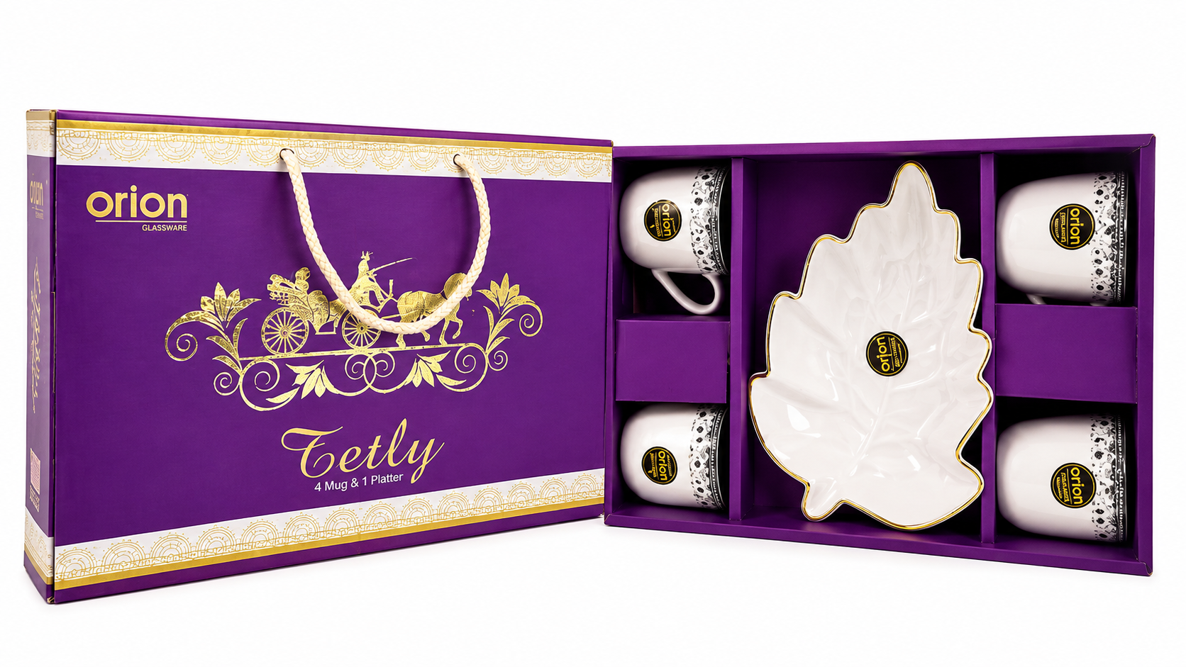 Elegant Leaf Platter & Mug Set - Orion Tetly Collection