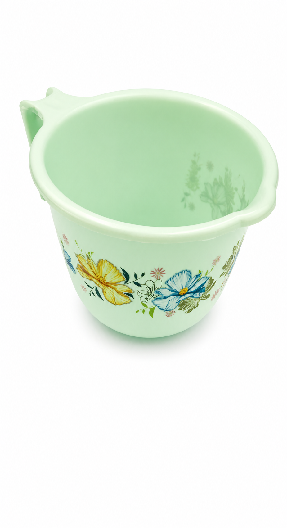 Floral Bloom Plastic Bathroom Bucket Set with Easy Grip Handle
