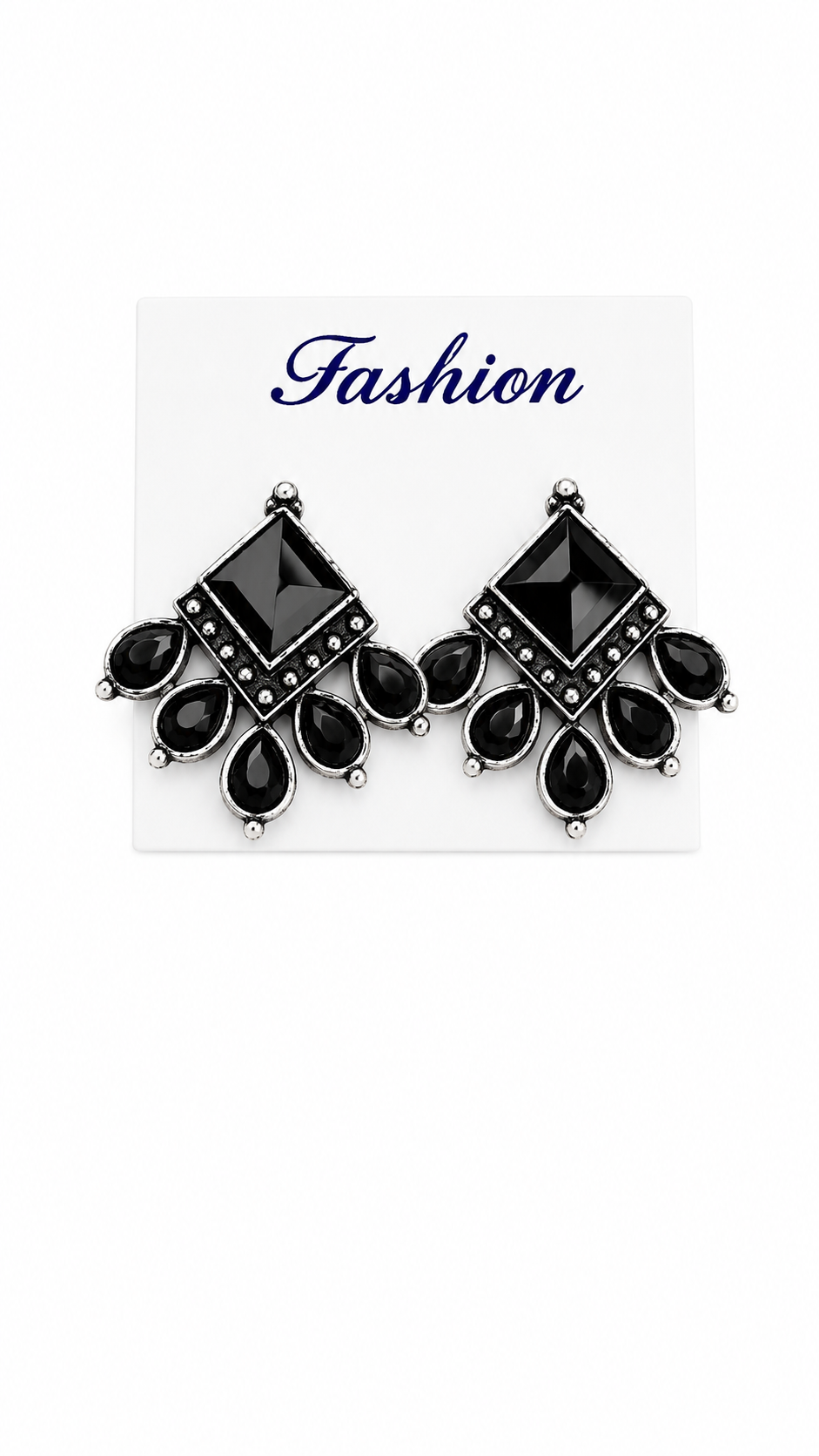 Midnight Glam Geometric Onyx Chandelier Earrings