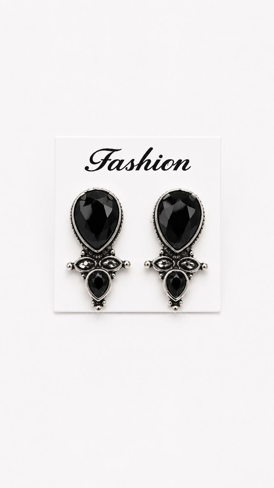 Midnight Elegance: Black Teardrop Vintage Statement Earrings