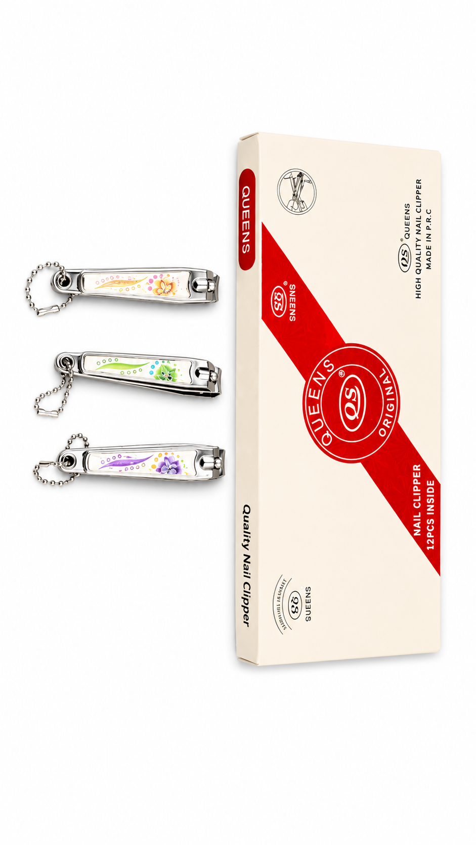 Floral Charm Stainless Steel Nail Clippers Set – Decorative Keychain Design