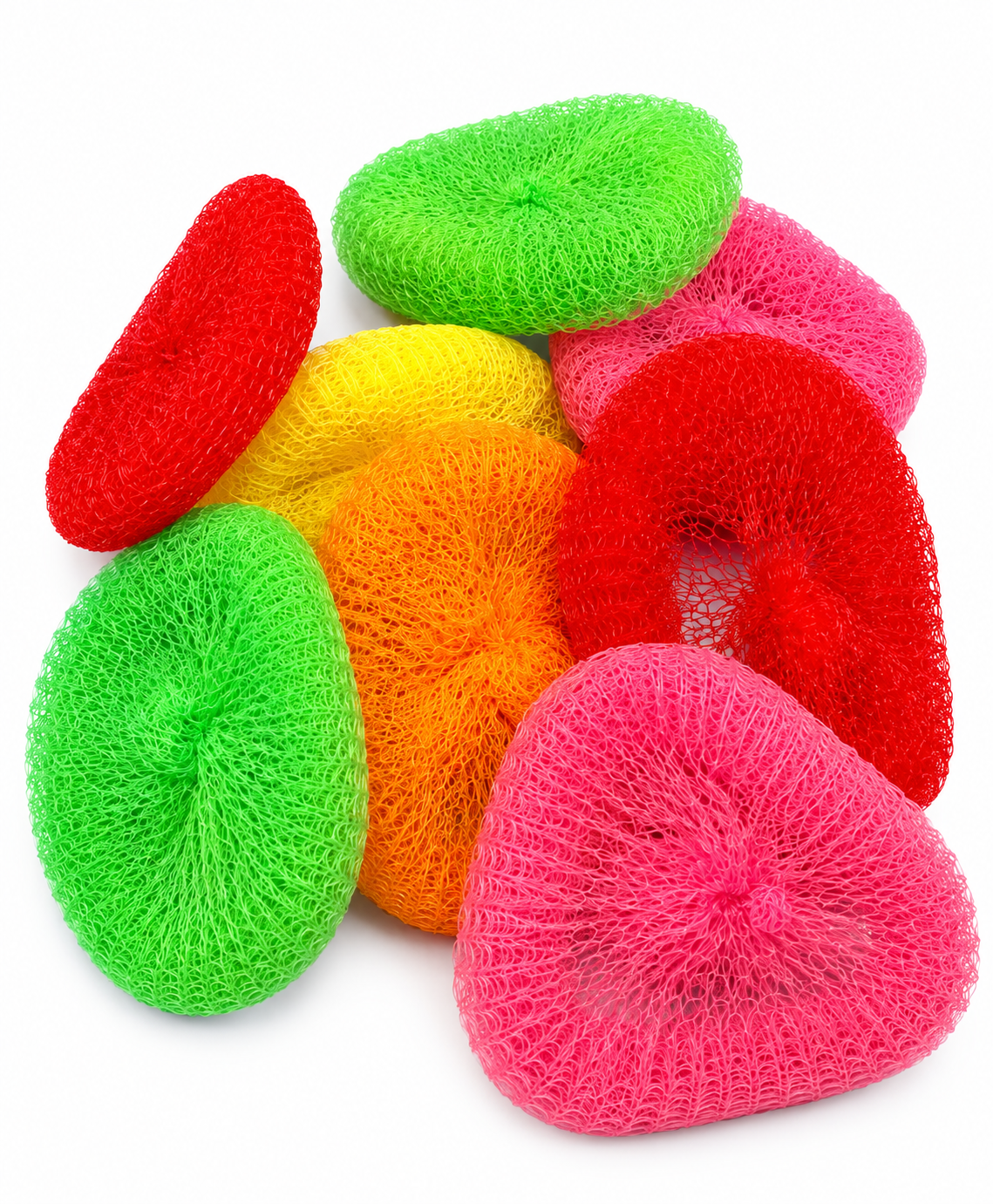"Colorful Mesh Shower Scrubbers - Exfoliating Bath Sponge Set"