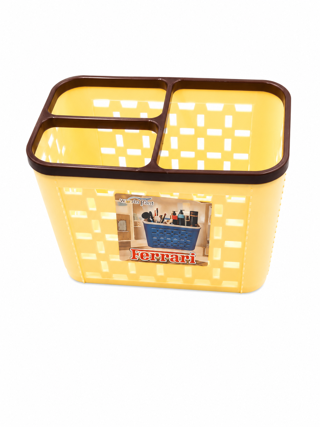 "Multi-Color Woven Cutlery and Utensil Organizer Basket"