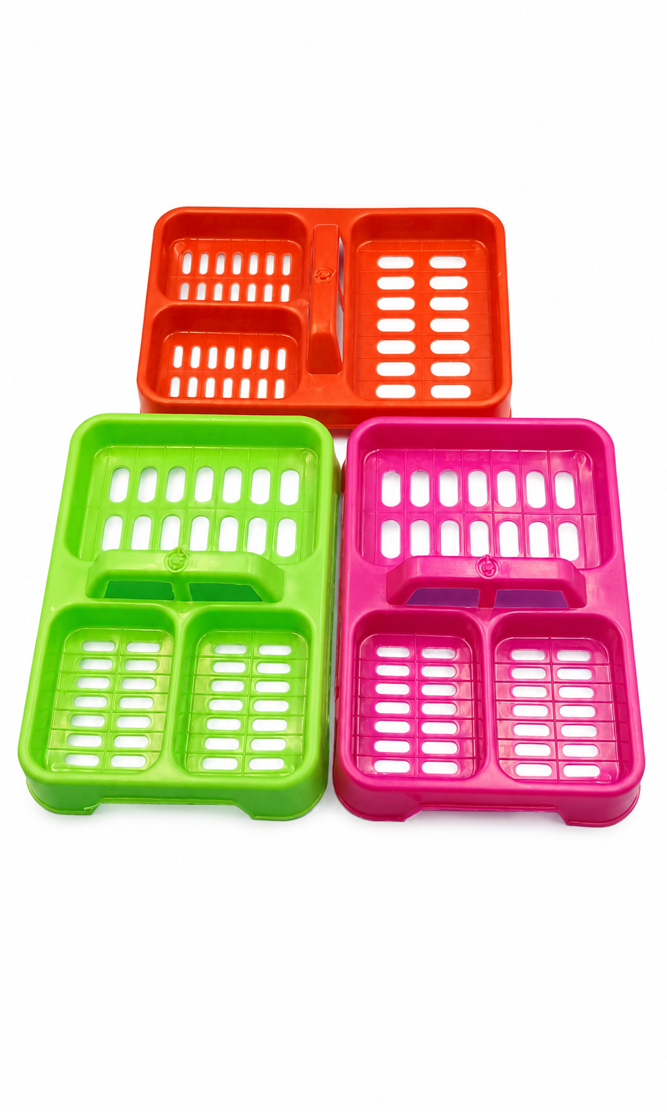 Colorful Kitchen Drainer Tray Set - Stackable, Multi-Compartment, Durable Plastic