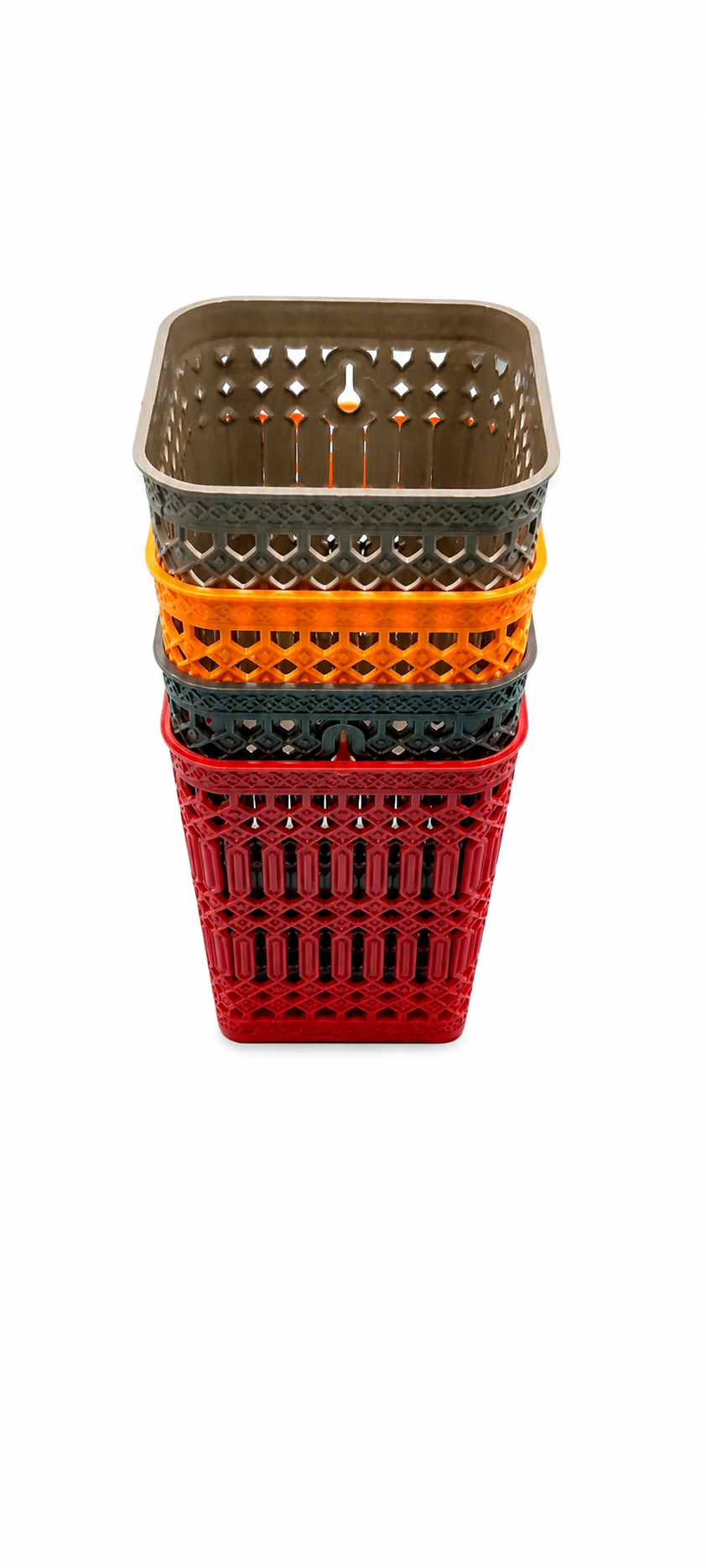 Vibrant Stackable Bath Storage Baskets Set - Multicolor Plastic Organizer