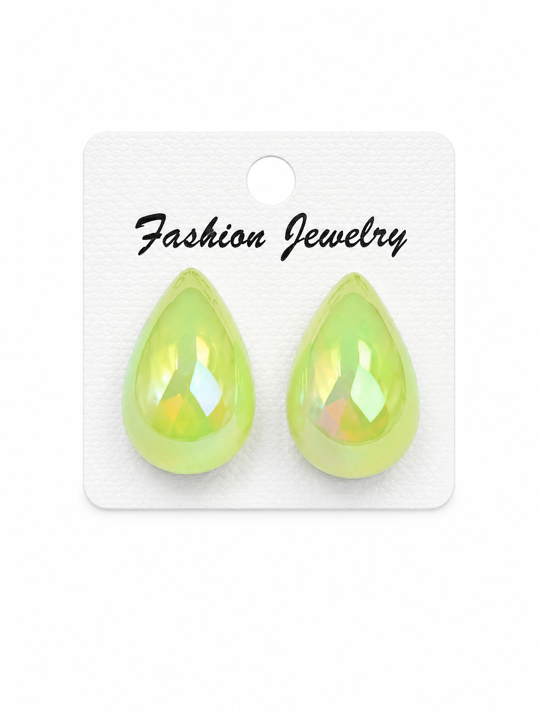 Crystal Teardrop Gemstone Stud Earrings Set - Iridescent and Metallic Styles