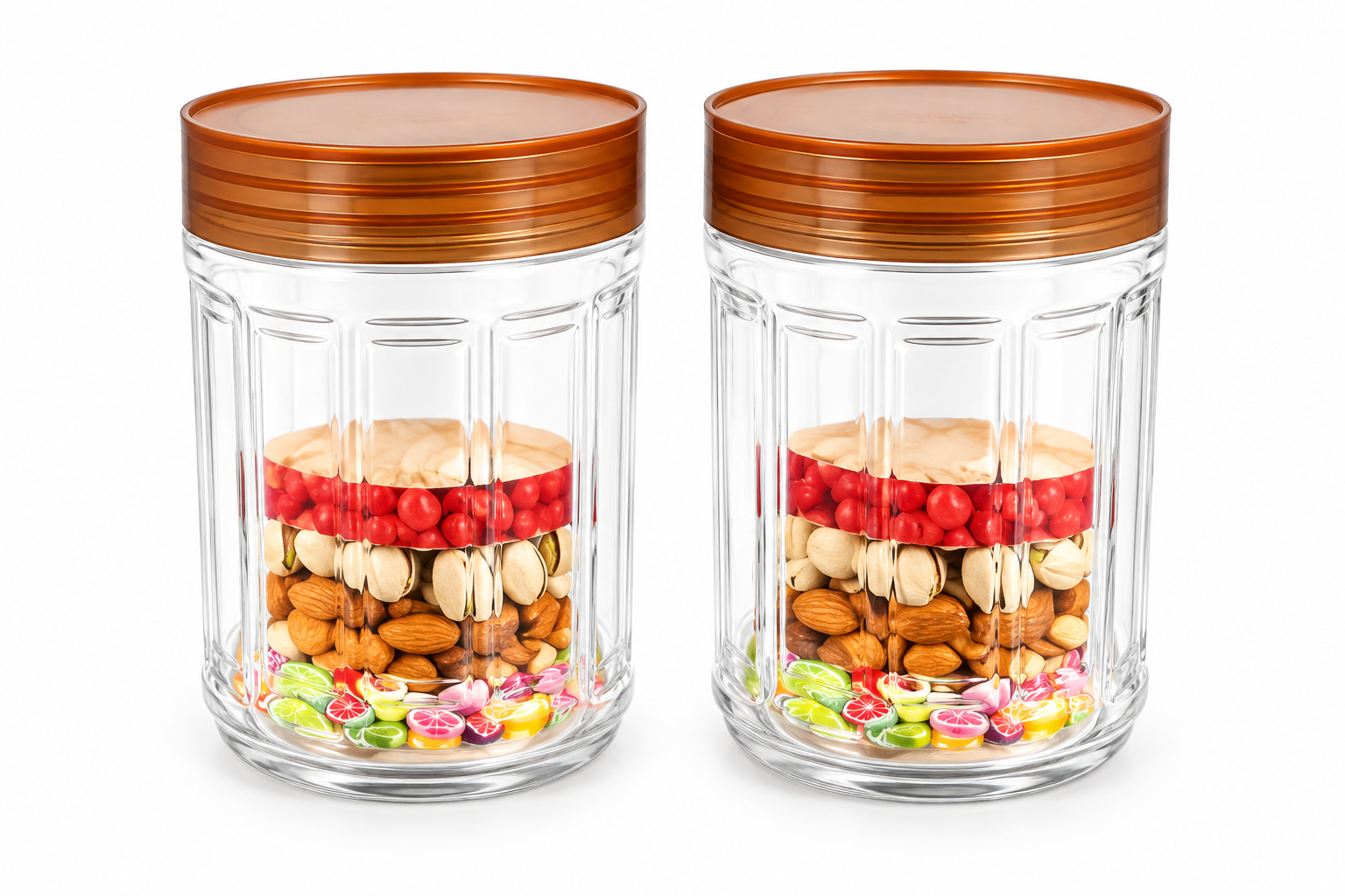 "ClearSeal Airtight Nut & Snack Storage Container Set with Metallic Lids"
