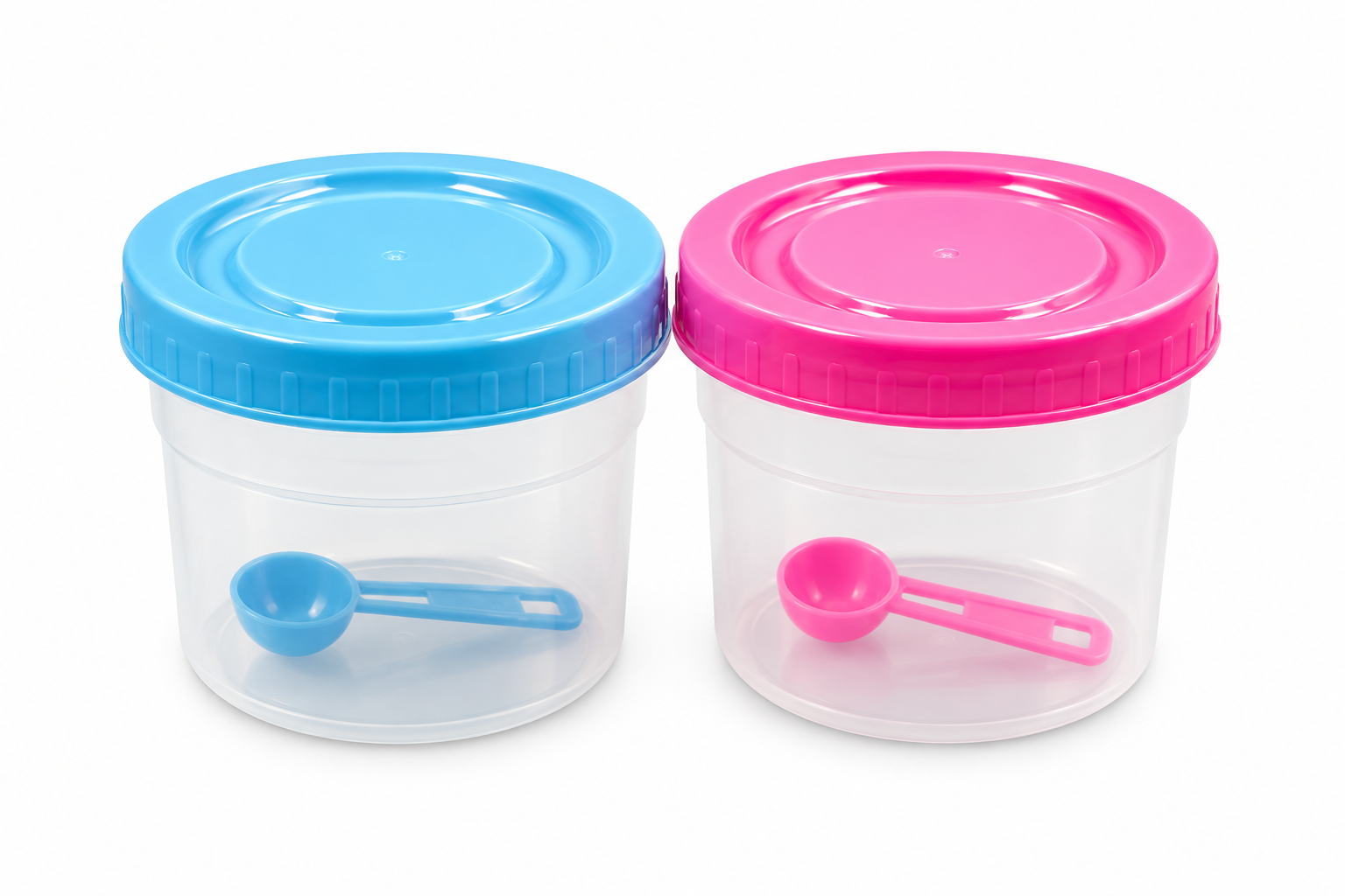 Dual-Tone Kitchen Storage Jars with Measuring Scoops - Pink & Blue Lids