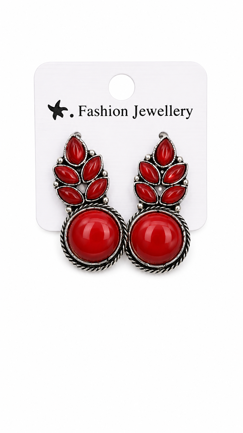 Crimson Bloom Vintage Drop Earrings