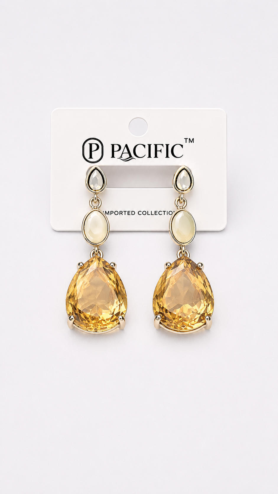 Golden Citrine Teardrop Dangle Earrings - Elegant Statement Jewelry for Women