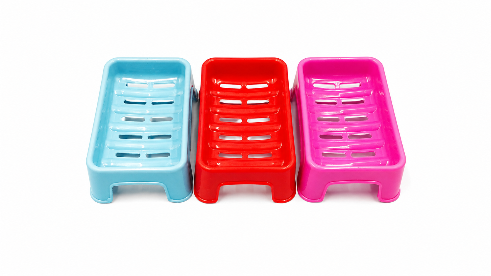 Vibrant Stackable Non-Slip Plastic Soap Dish Set - 3 Colors