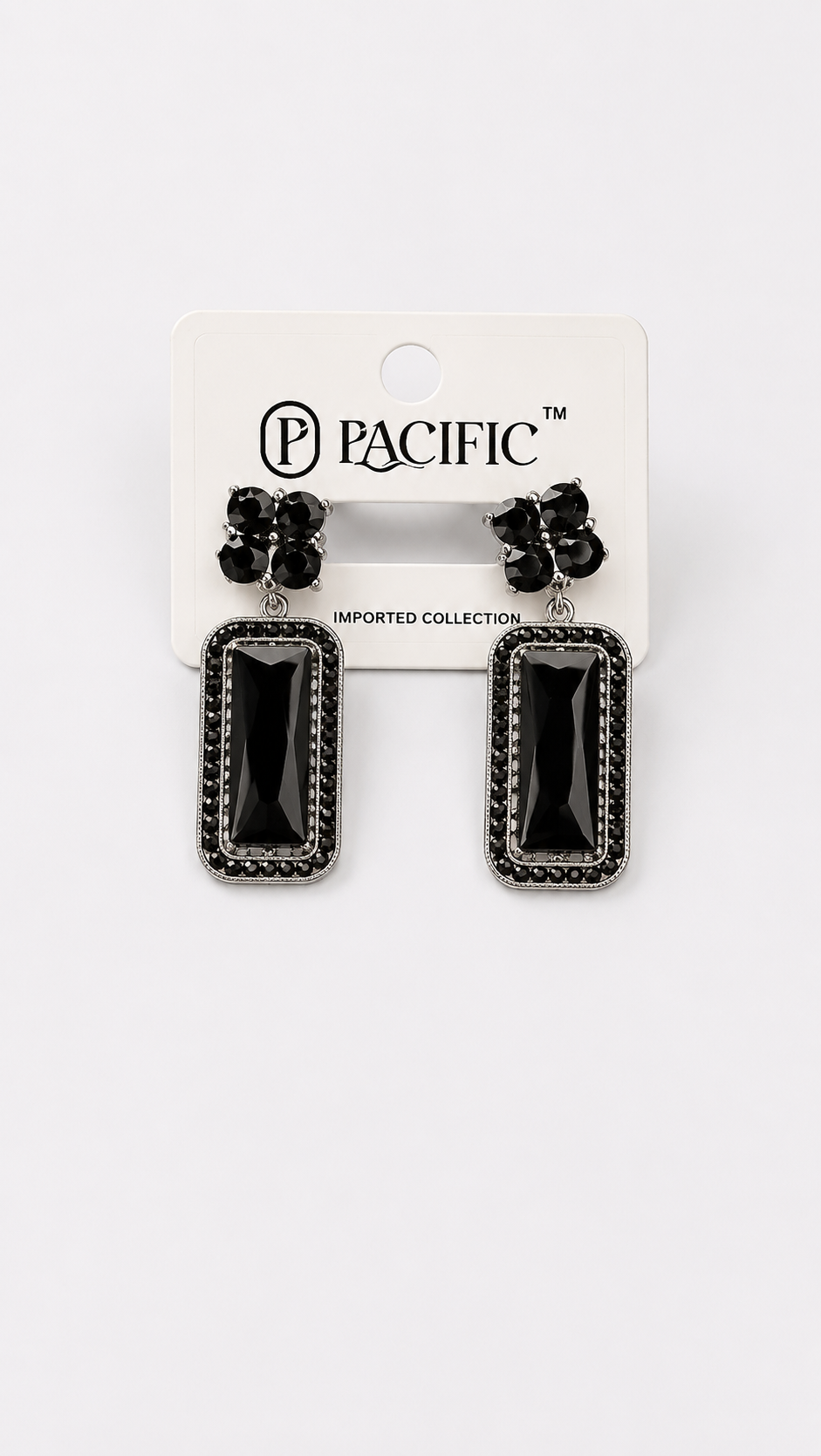 Eloquent Elegance: Rectangular Stone Encrusted Statement Drop Earrings Collection