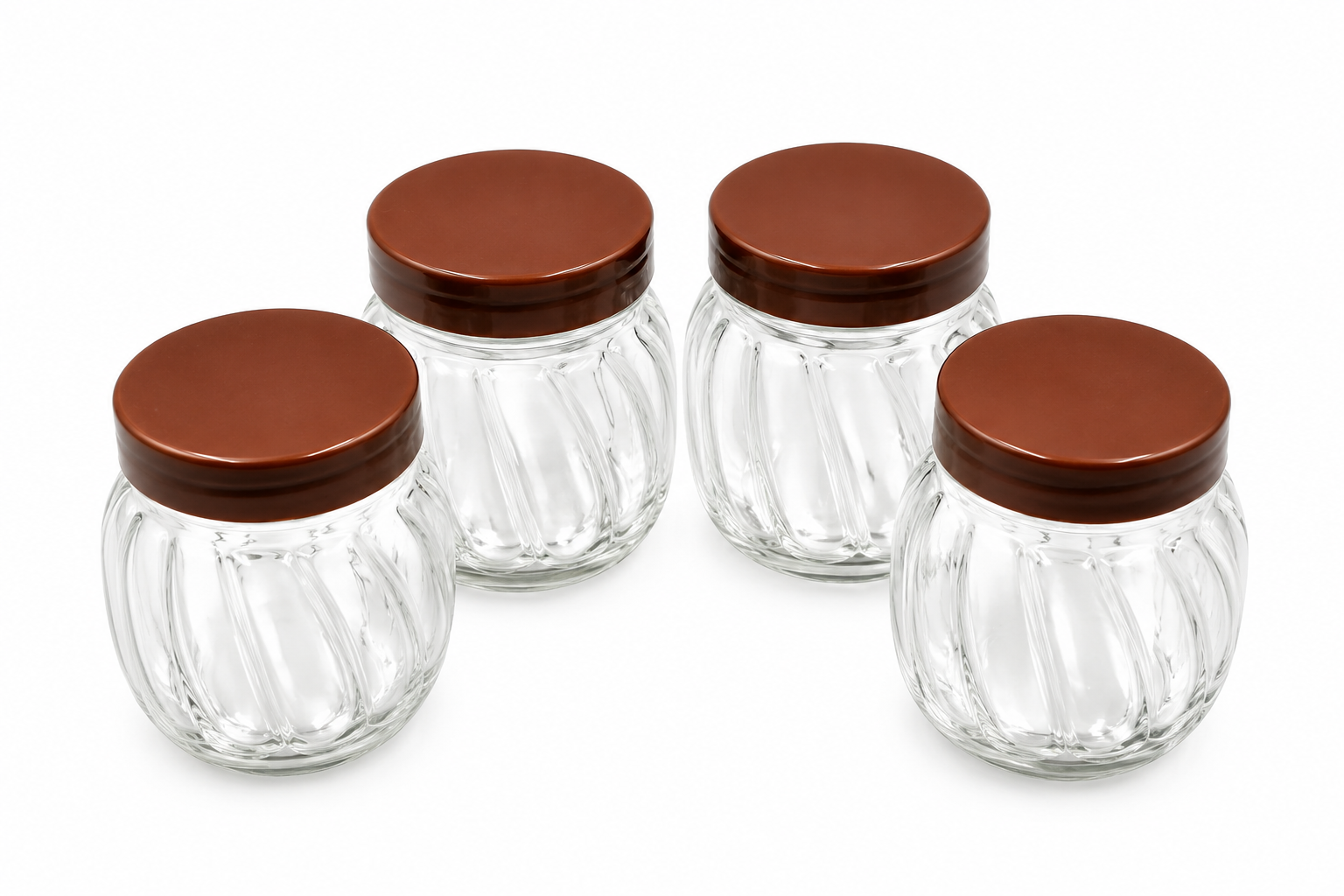 Elegant Ribbed Glass Storage Jars with Copper Lids – Kitchen Organization Set