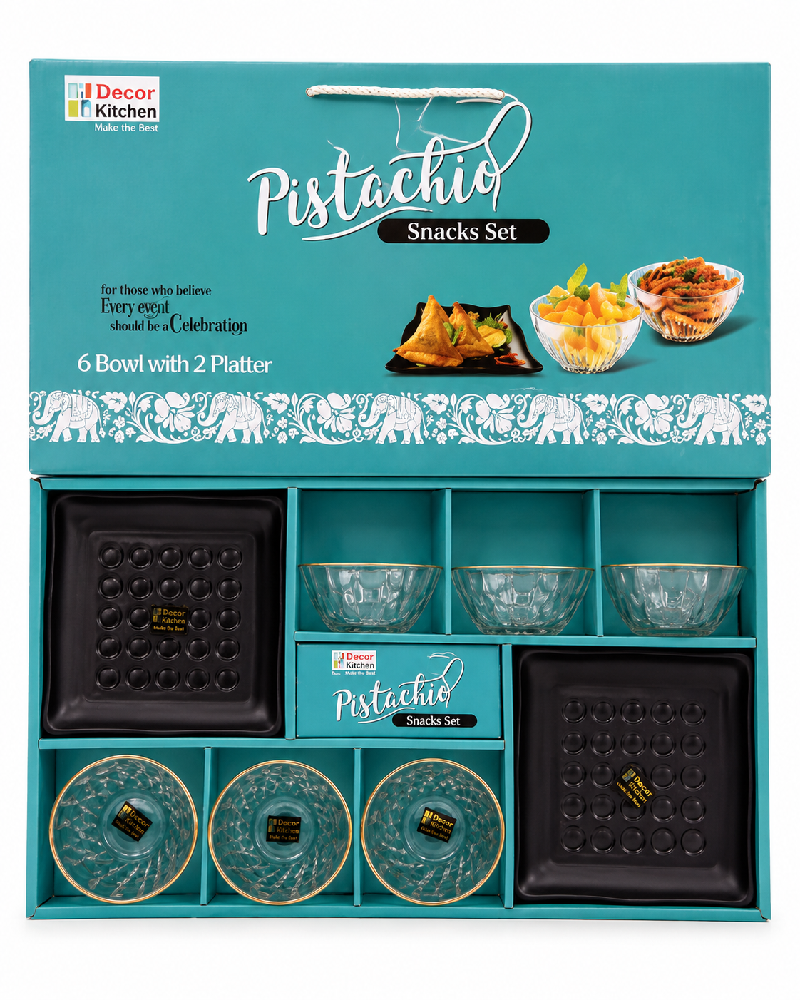 Elegant Entertainer: 6-Bowl & 2-Platter Snack Set for Celebrations