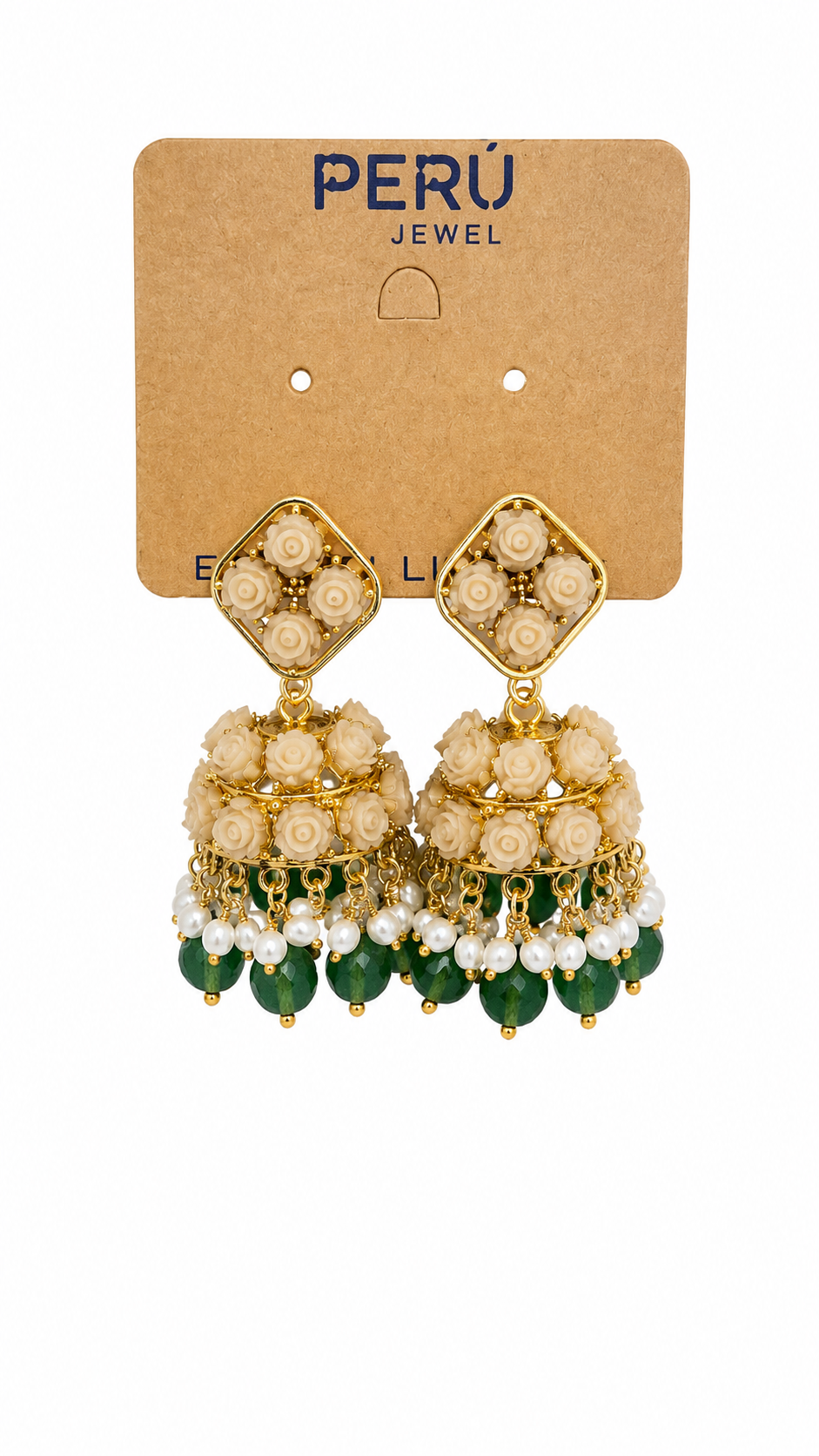 Ethereal Floral Cascade Pearl Drop Earrings - Jewel Tones Collection