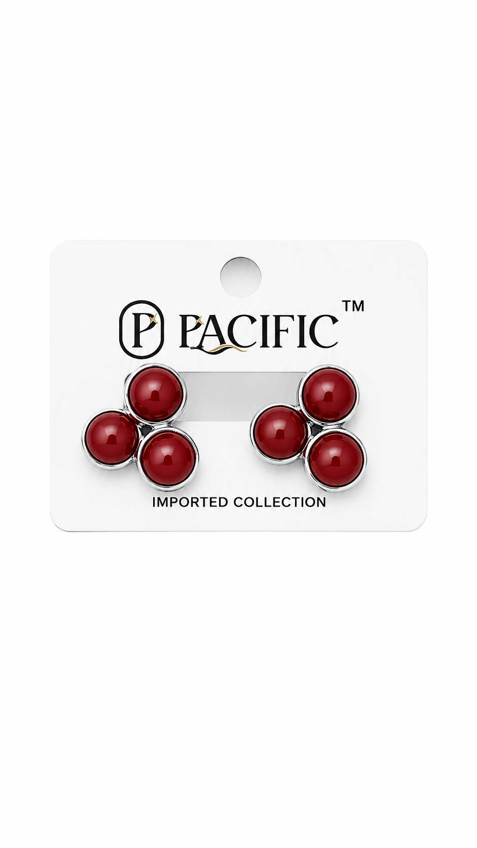 Crimson Trio Gemstone Stud Earrings Set