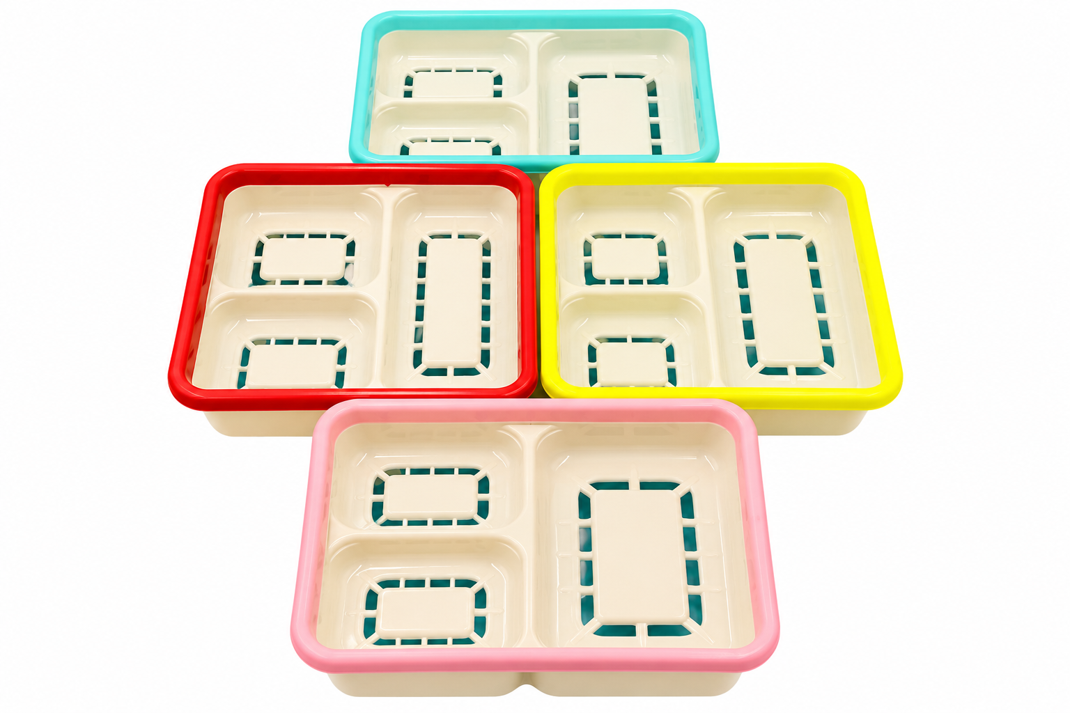 Colorful Multi-Compartment Soap Dish Draining Tray Set - 5 Pack
