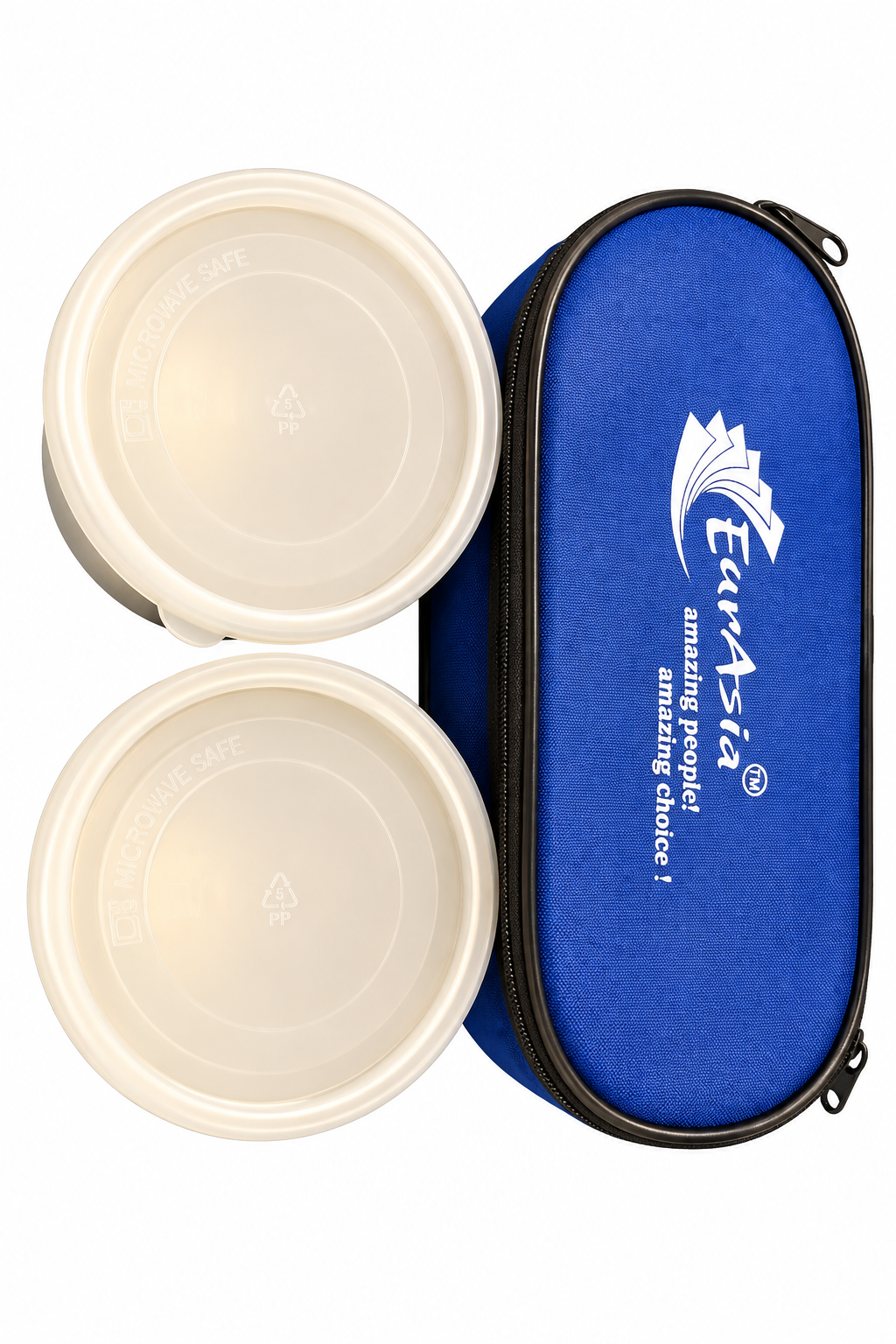 "Eco-Duo Stainless Steel Lunch Containers with Insulated Blue Carry Case"