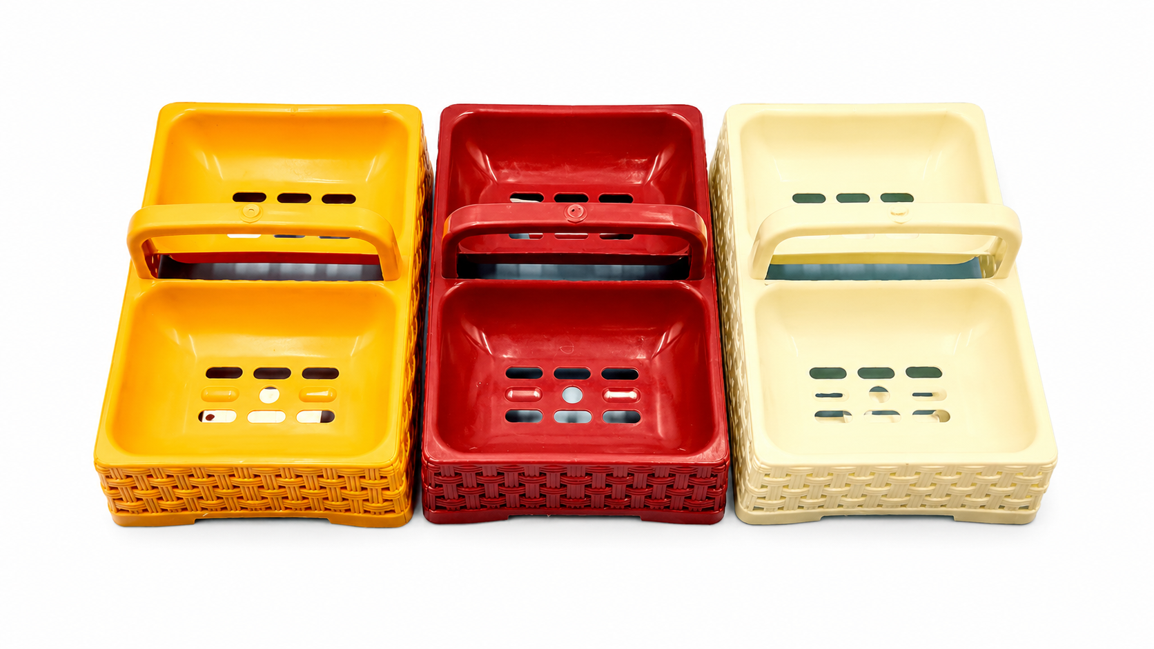 Vivid Rattan-Style Double Soap Organizer with Drain-Holes