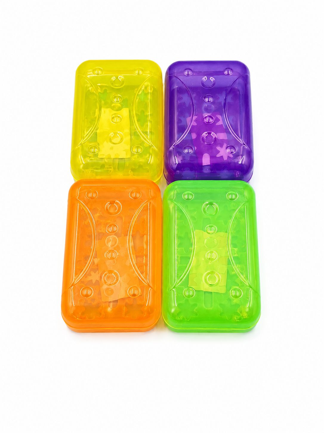 Vibrant Star Molded Soap Boxes - Set of 4 Colorful Storage Cases