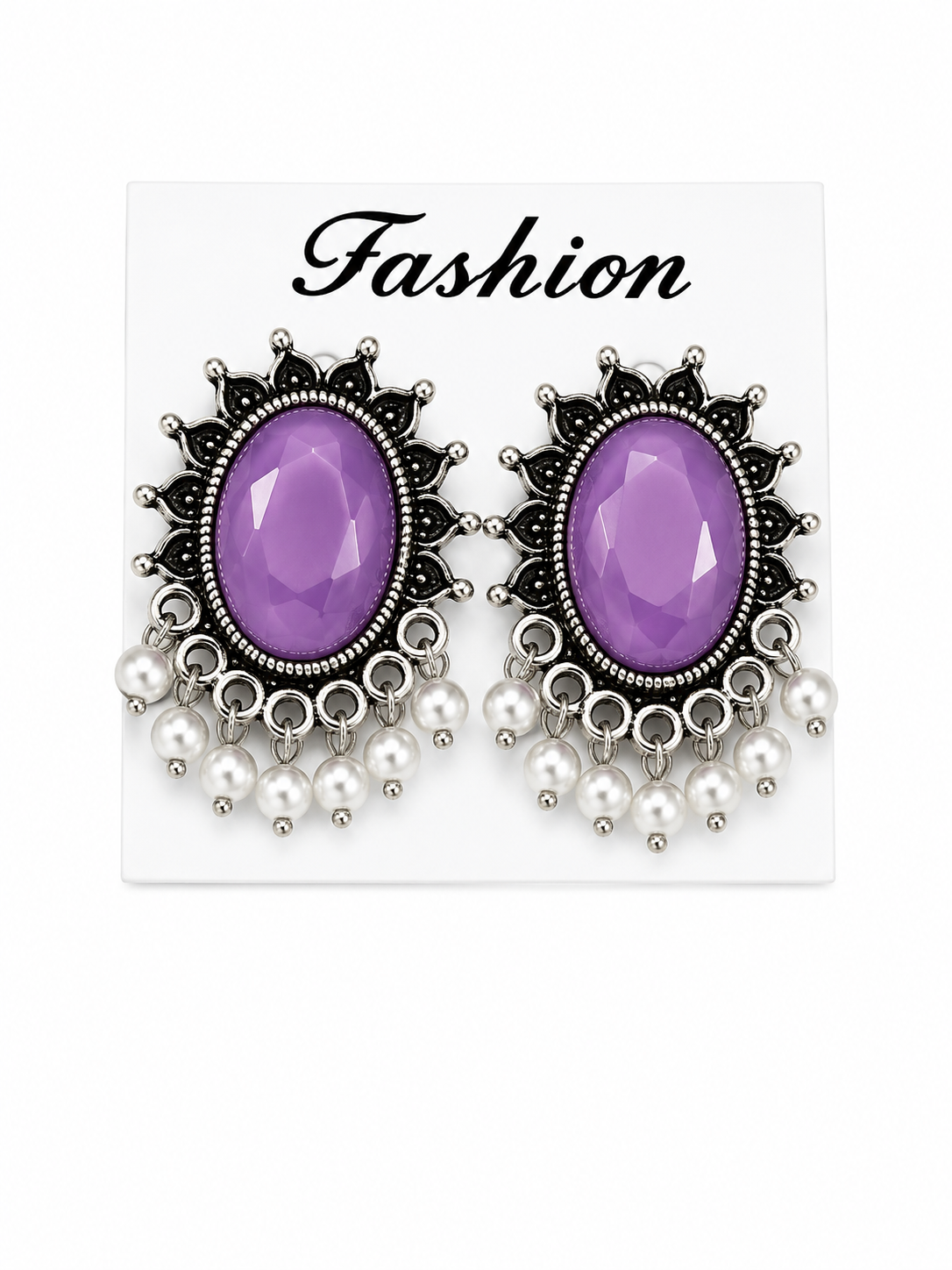 Regal Gemstone Chandelier Earrings with Pearl Accents - Multi-Color Collection
