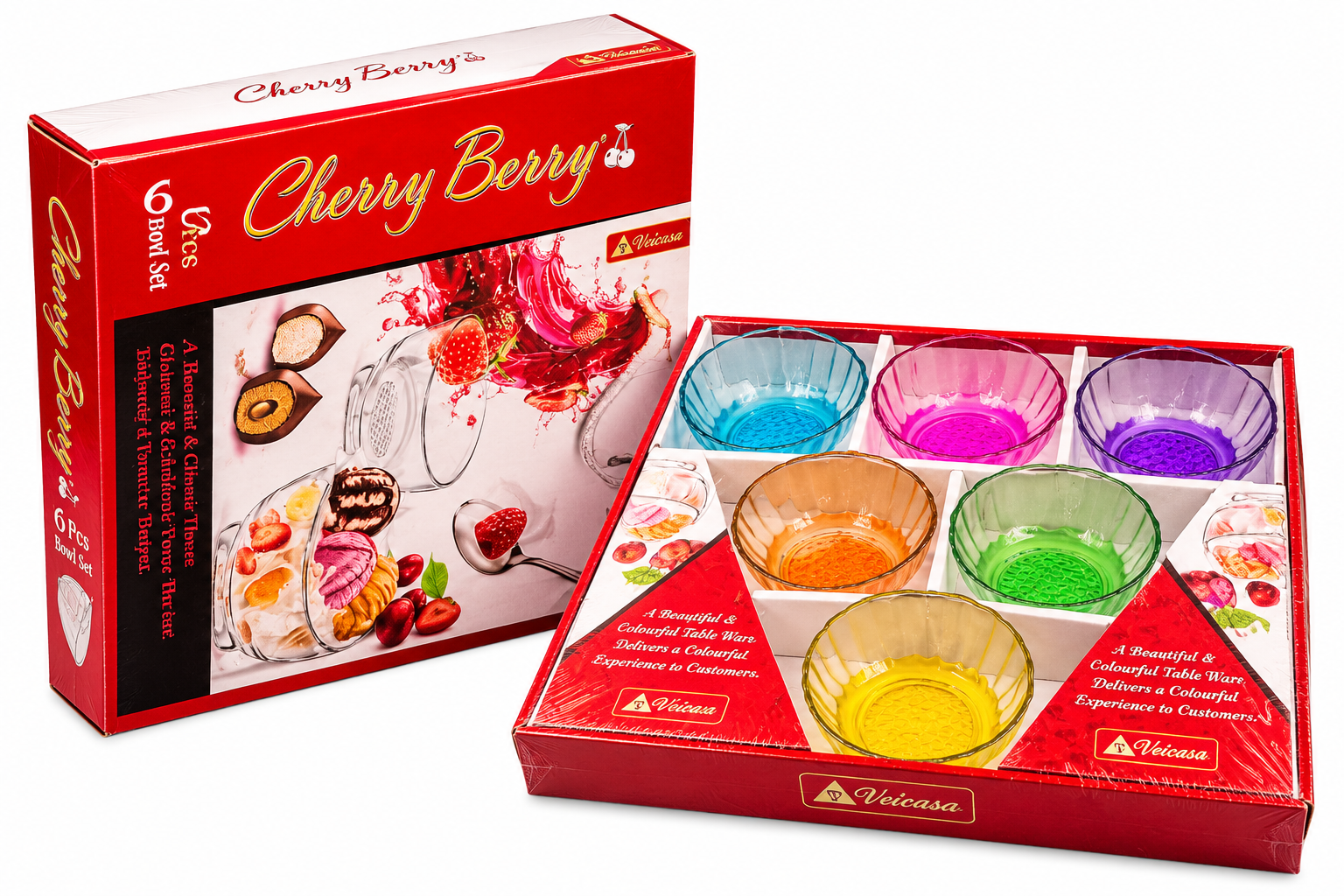 Rainbow Harmony 6-Piece Glass Bowl Set - Vibrant Dining Experience