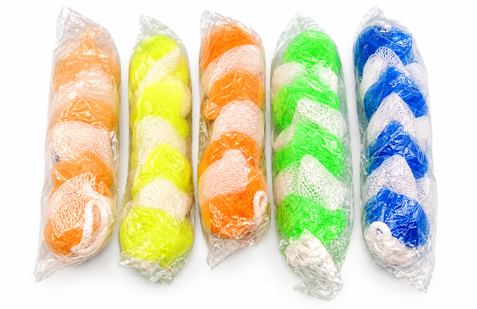 Colorful Swirl Loofah Mesh Sponge Pack - 5-Piece Exfoliating Bath Set