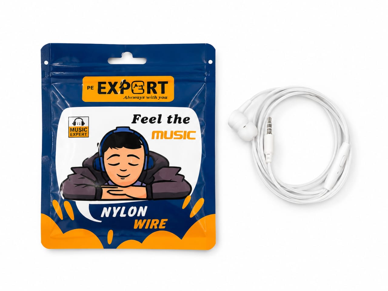"CrystalClear Nylon Wired Earbuds with Built-In Microphone"