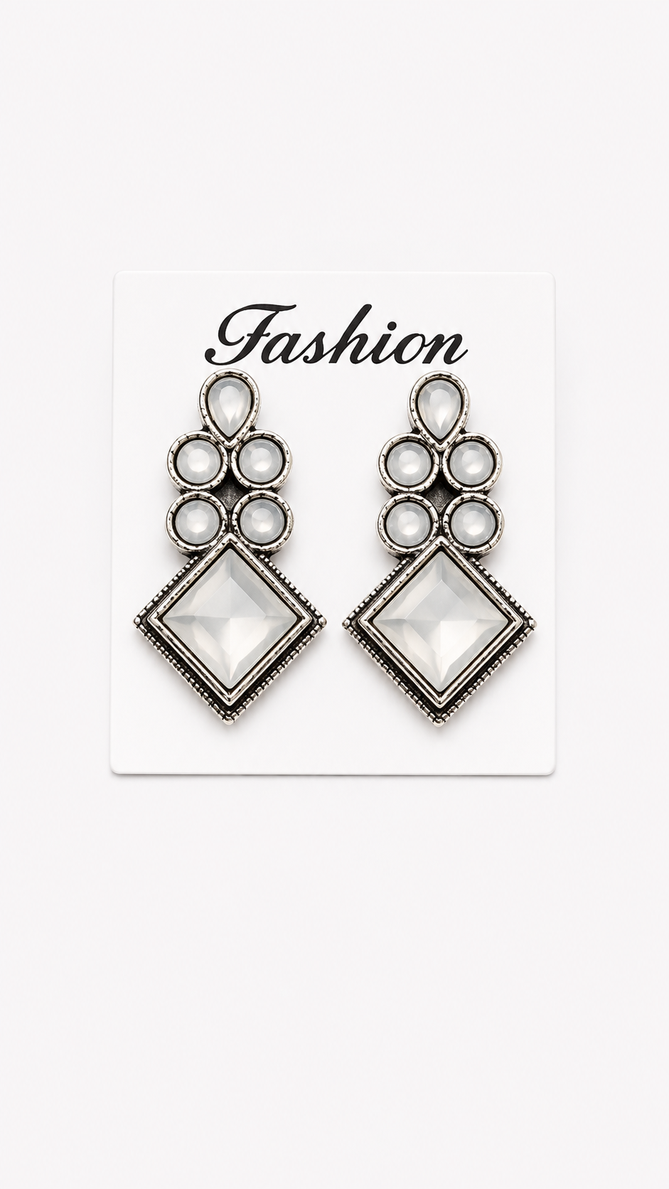 Vintage Crystal Charm Dangle Earrings - Elegant Silver-Toned Fashion Jewelry