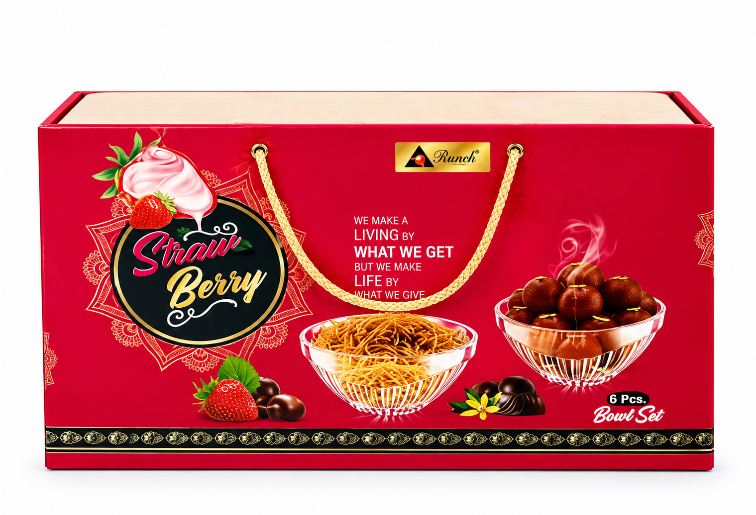 Emerald Luxe 6-Piece Crystal Glass Bowl Set with Gold Rim