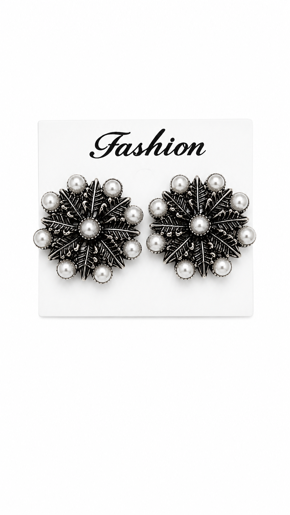Vintage Pearl Burst Floral Stud Earrings