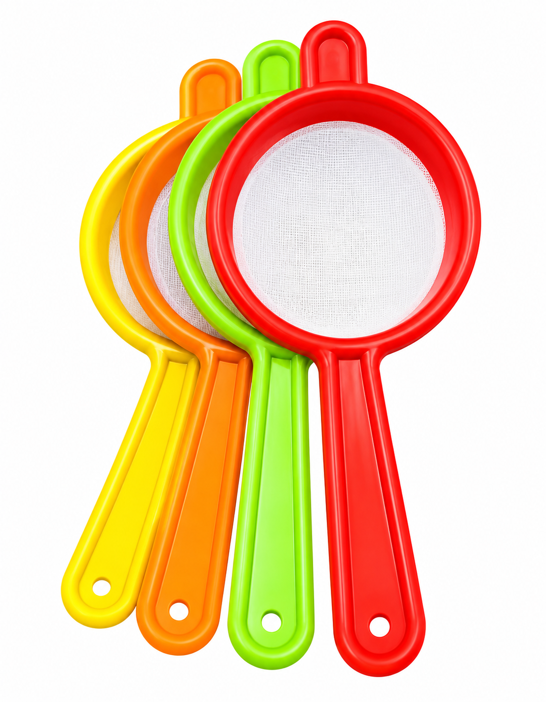 "Vibrant Multi-Color Kitchen Strainer Set - 4-Piece Fine Mesh Sieves"