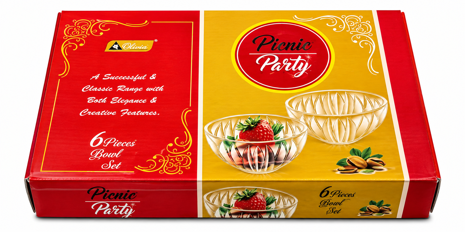 "Elegant Picnic Party 6-Piece Floral Glass Bowl Set"