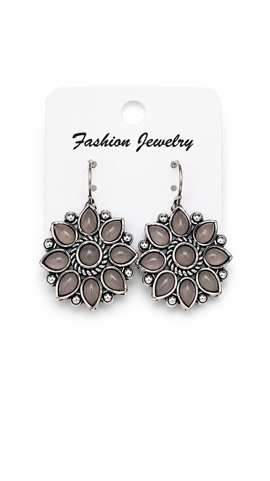 Elegant Mandala Gemstone Floral Dangle Earrings - Vintage Bohemian Style