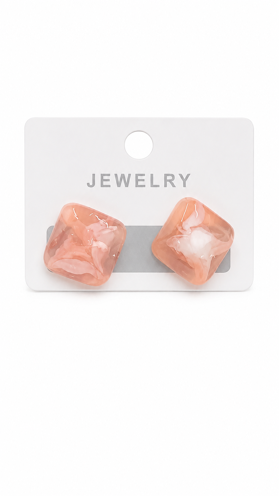 Coral Swirl Lucite Stud Earrings | Bold Square Fashion Accessory