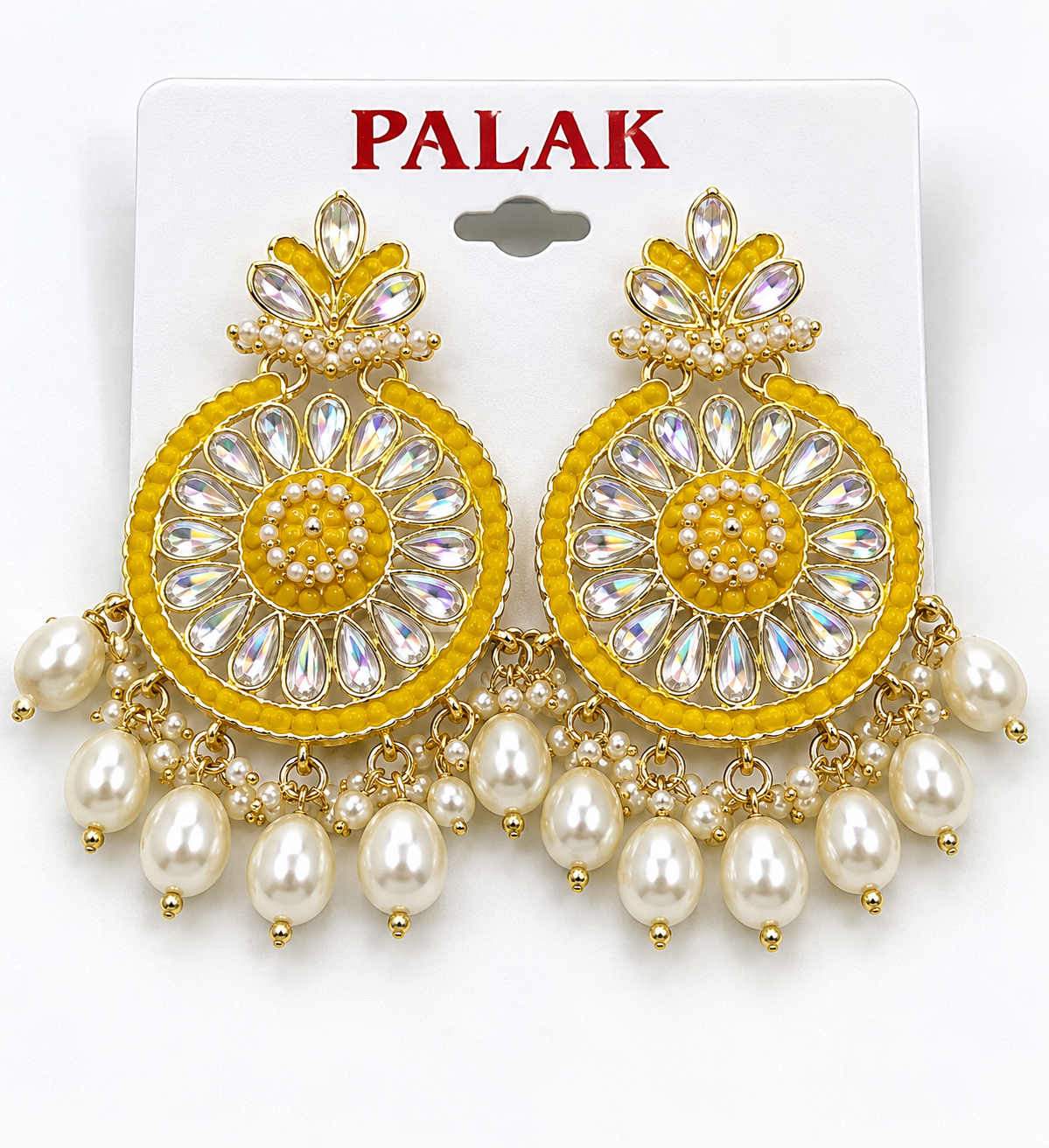 Golden Radiance Pearl Drop Ethnic Chandbali Earrings