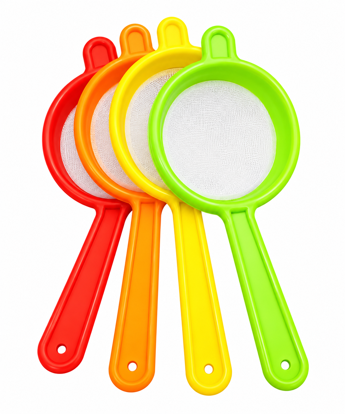 "Vibrant Mesh Kitchen Strainer Set - 4 Colorful Sifters for Effortless Sieving"