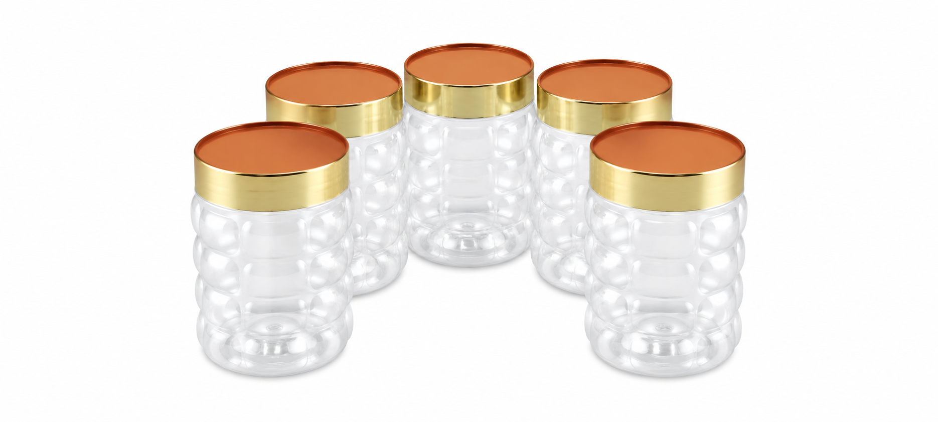 "Elegant Airtight Glass Jars Set with Gold Lids for Kitchen Storage"