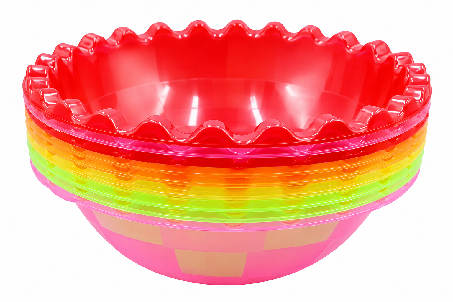 "Vibrant Wave Edge Rainbow Mixing Bowl Set - Colorful Kitchen Essentials"
