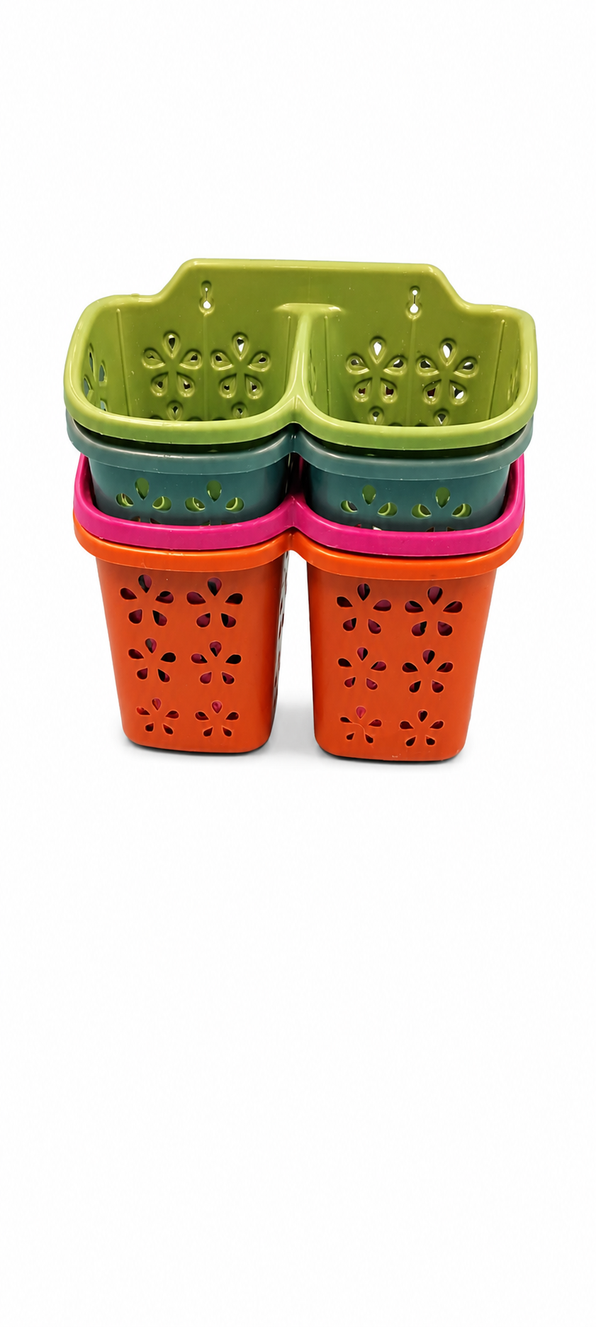 Colorful Dual-Compartment Wall-Mounted Bathroom Organizer Basket Set