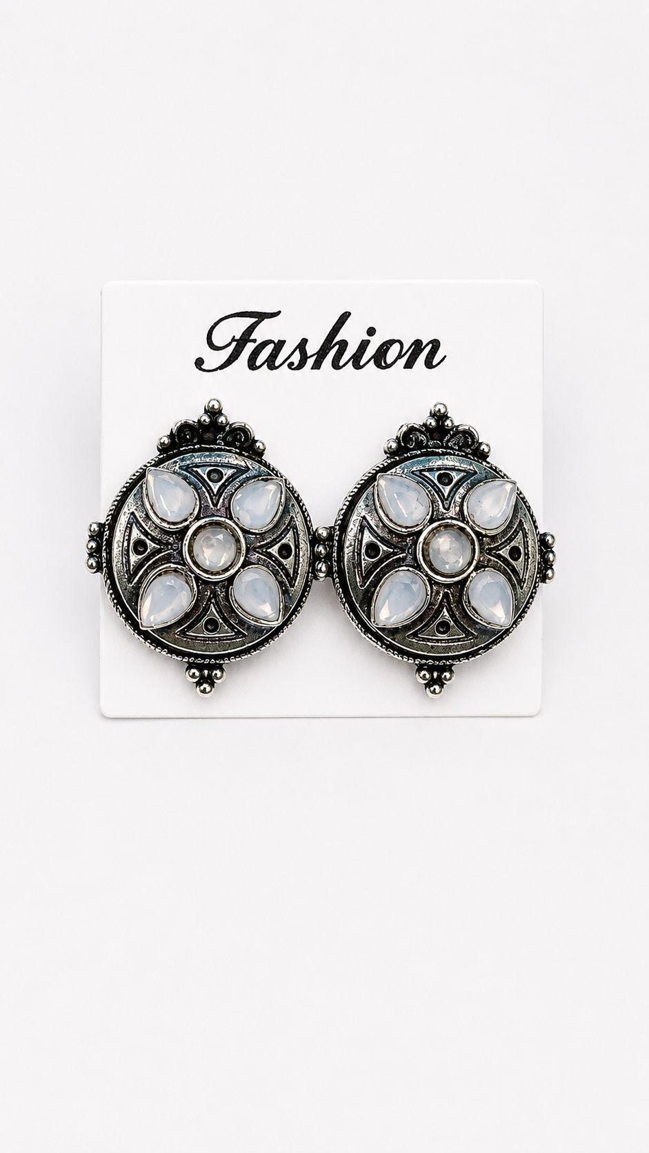 Moonlit Vintage Floral Medallion Earrings