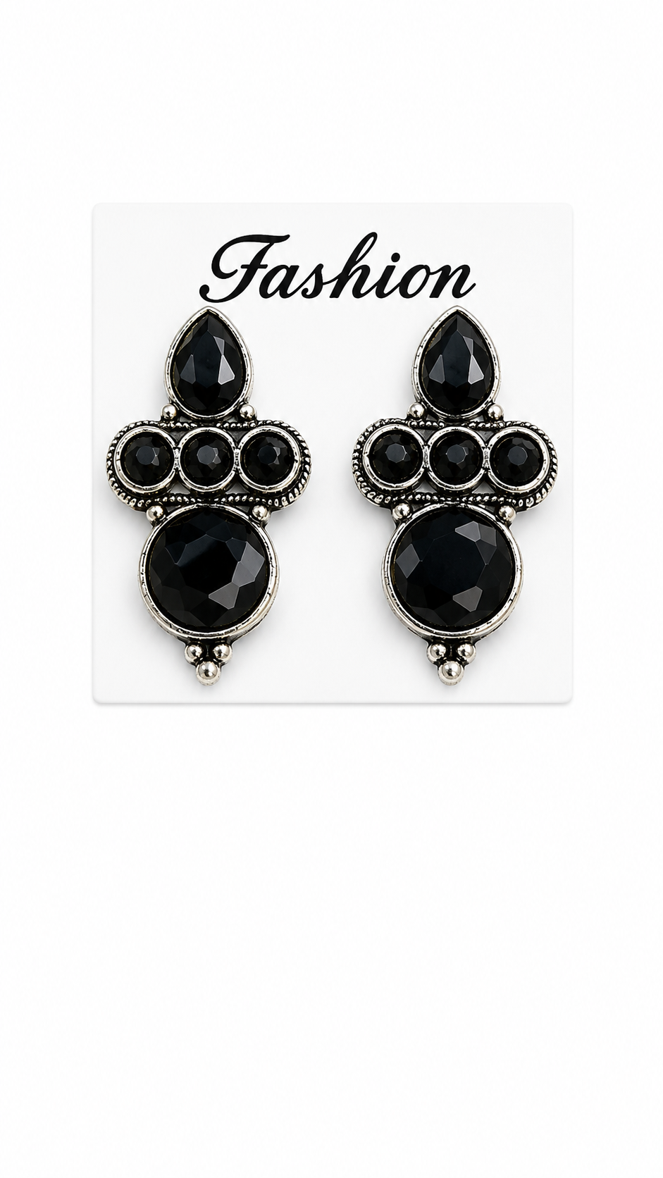 Gothic Glam Black Crystal Statement Drop Earrings