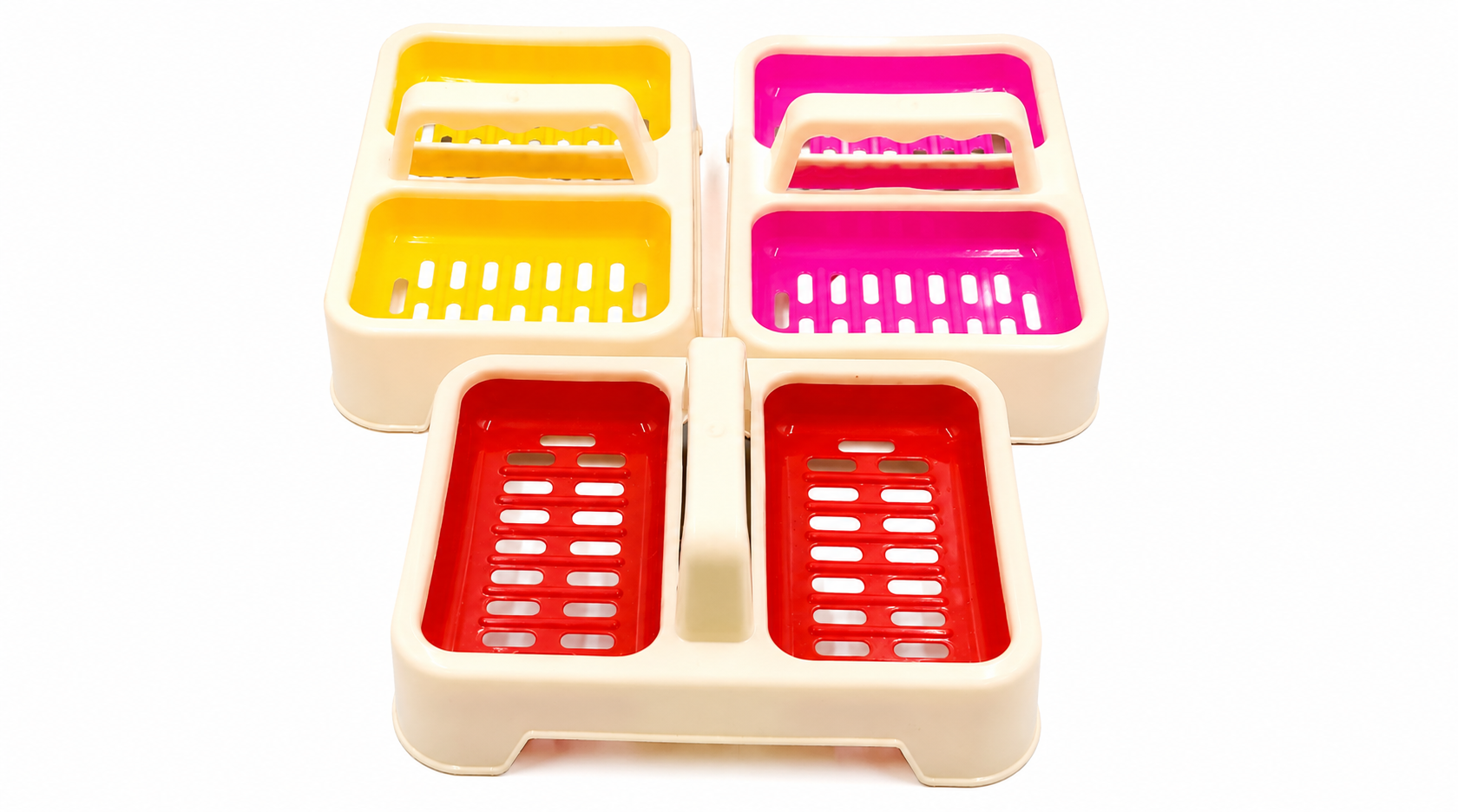 ColorSplash Stackable Soap Saver Trays - Multi-Color Bath Organizer Set