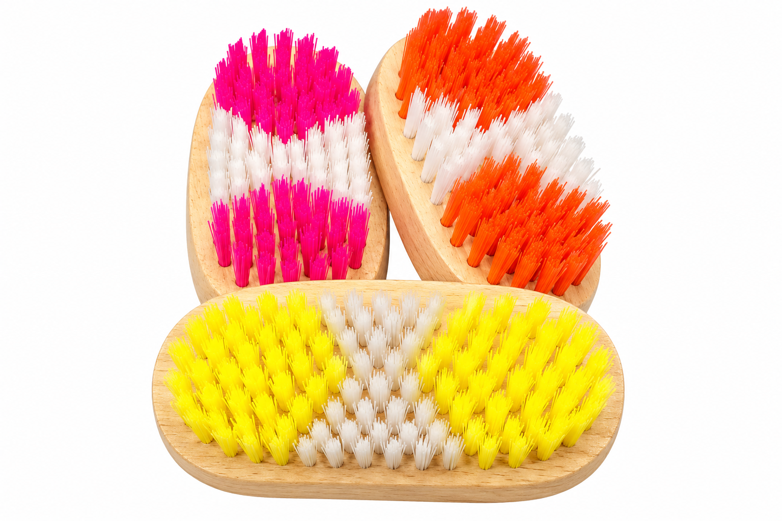 RainbowGrip Multi-Color Wooden Bath Scrub Brush Trio Set