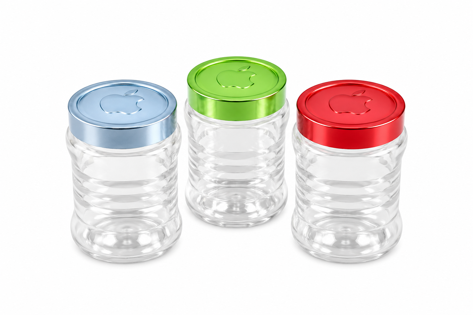 ColorPop Airtight Glass Storage Jars with Apple-Inspired Lids - Set of 3