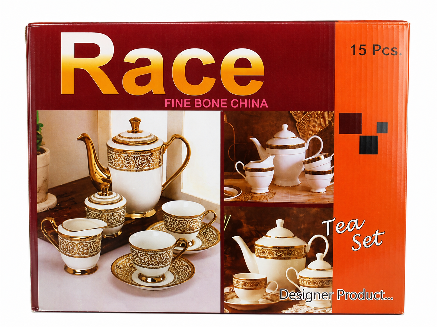 Elegant Harmony: Gold-Trimmed Porcelain Tea Set - 15 Piece Collection