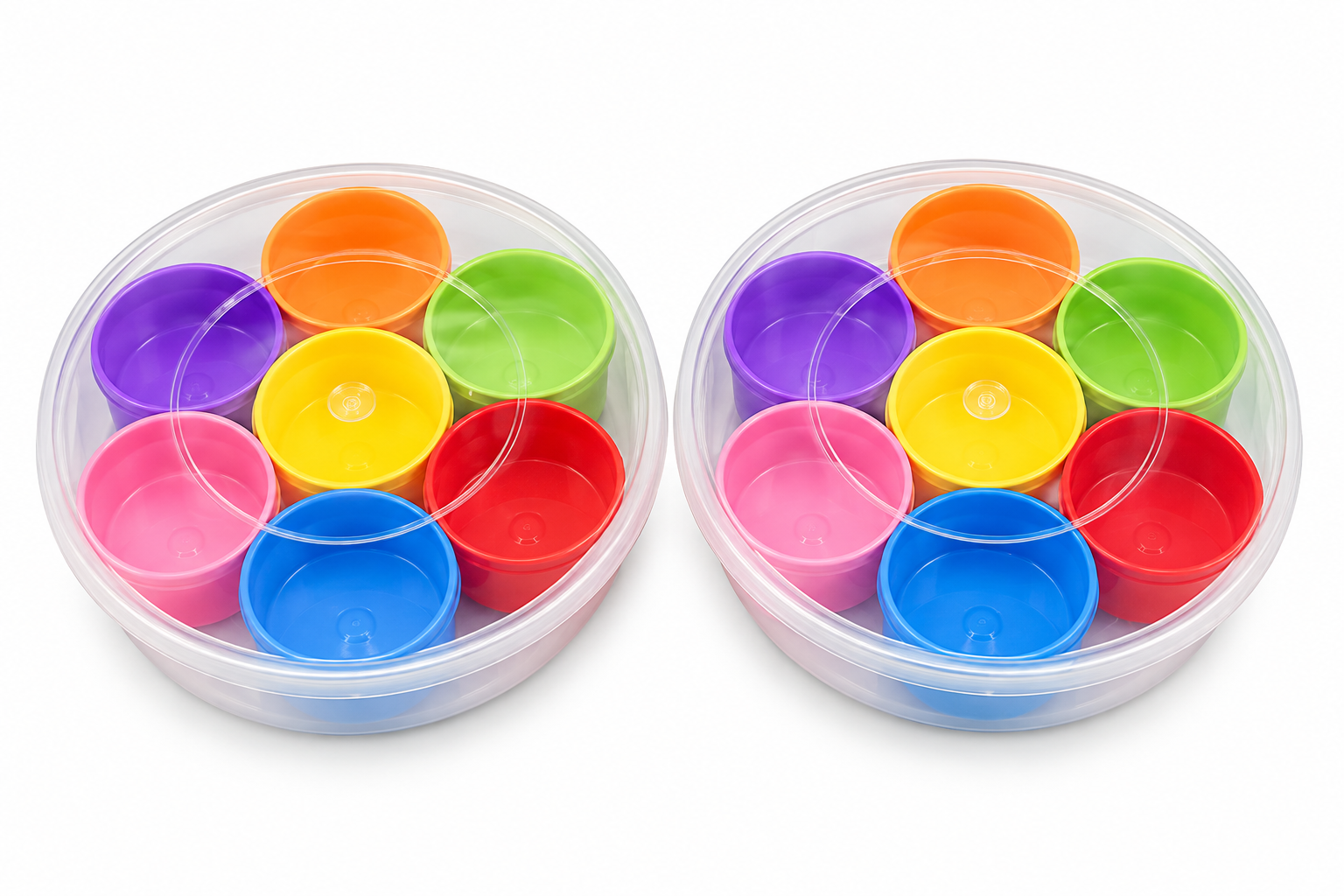 ColorSplash 7-Piece Rainbow Condiment & Dip Serving Set with Lids