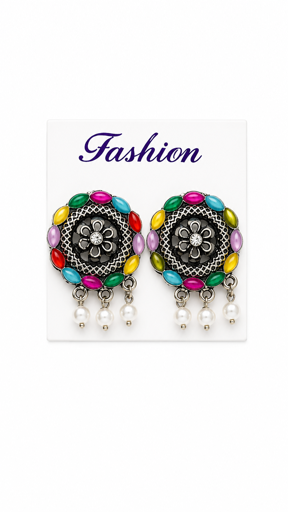 Vibrant Bohemian Sunshine Pearl Drop Dangle Earrings