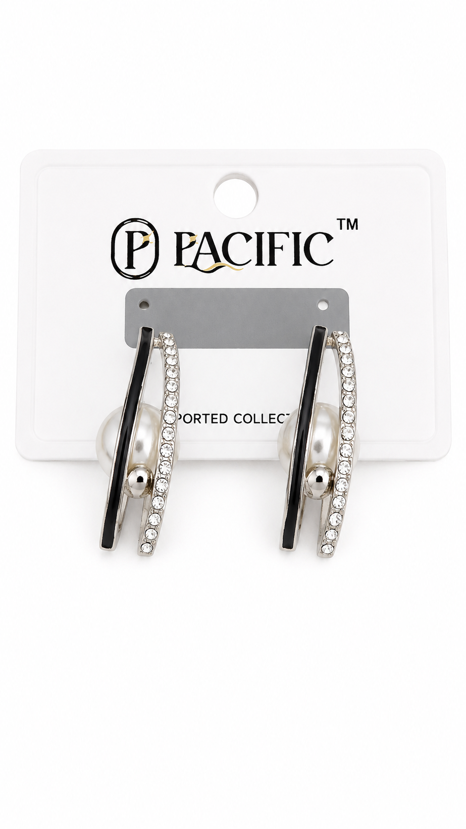 GlamPearl Crystal Accent Curved Hoop Earrings